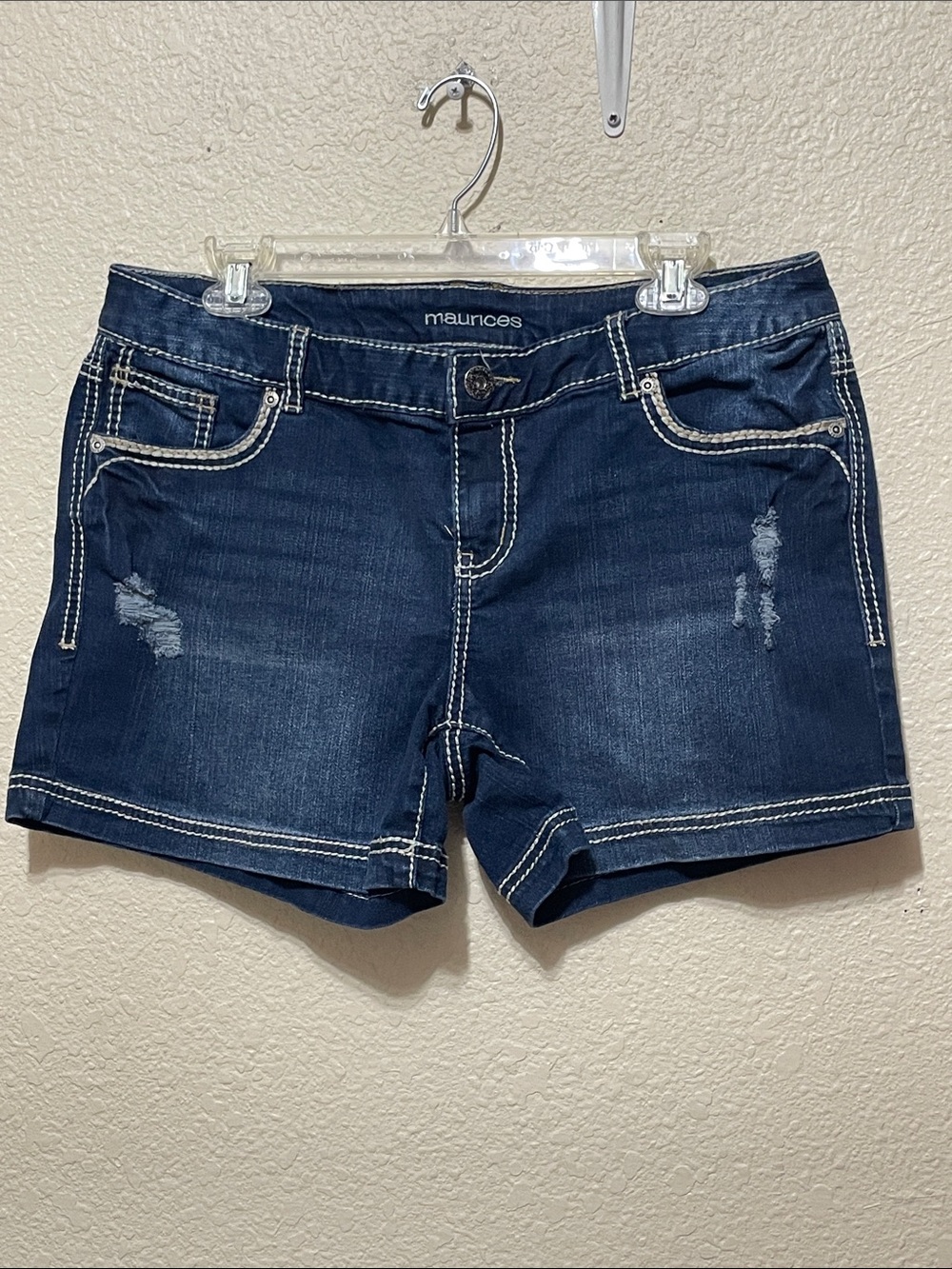 Maurice's Women's Dark Distressed Jean Shorts. Good Condition. Size 13/14.
